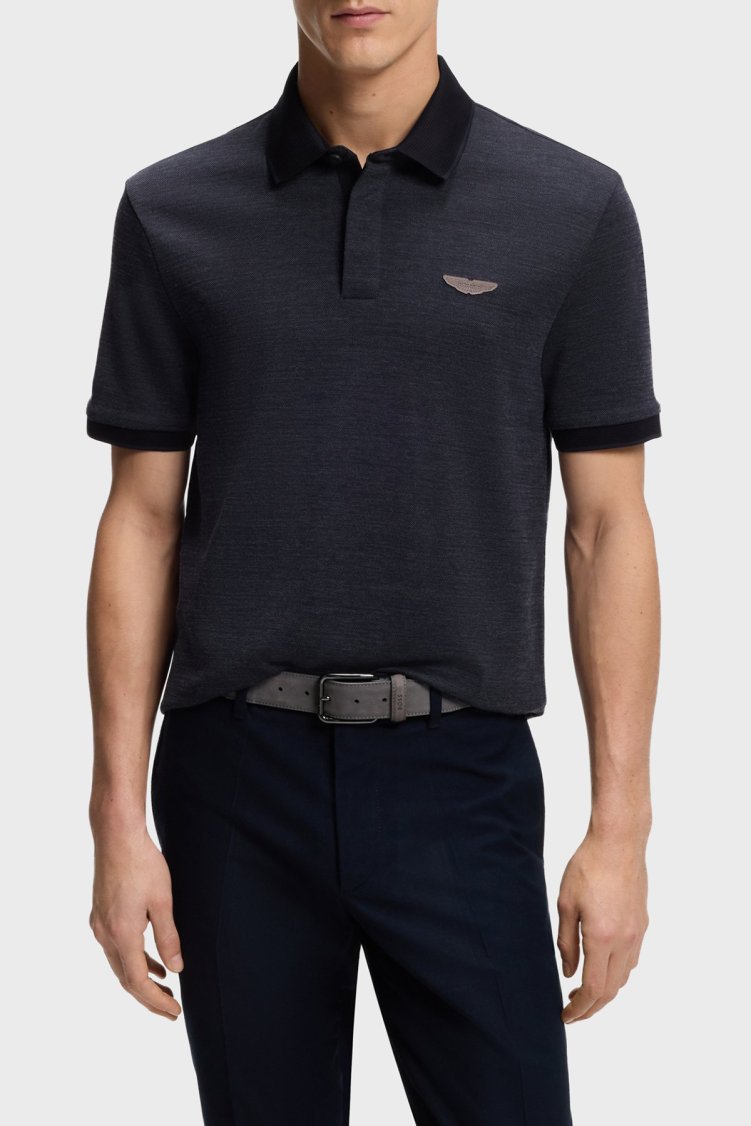 Boss Pamuk ve Yün Karışımlı Regular Fit Düğmeli Erkek Polo 50553789 404 LACİVERT - Boss