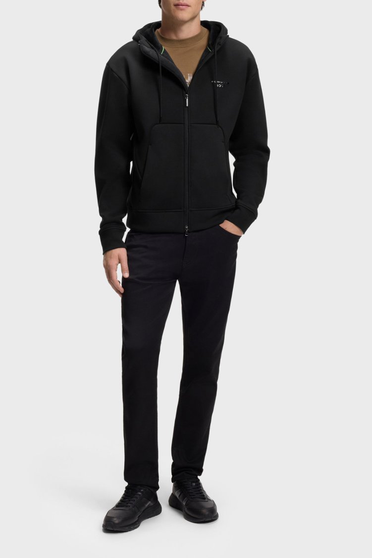 Boss Pamuklu Kapüşonlu Yaka Fermuarlı Relaxed Fit Erkek Sweat 50569946 001 Siyah - Boss (1)