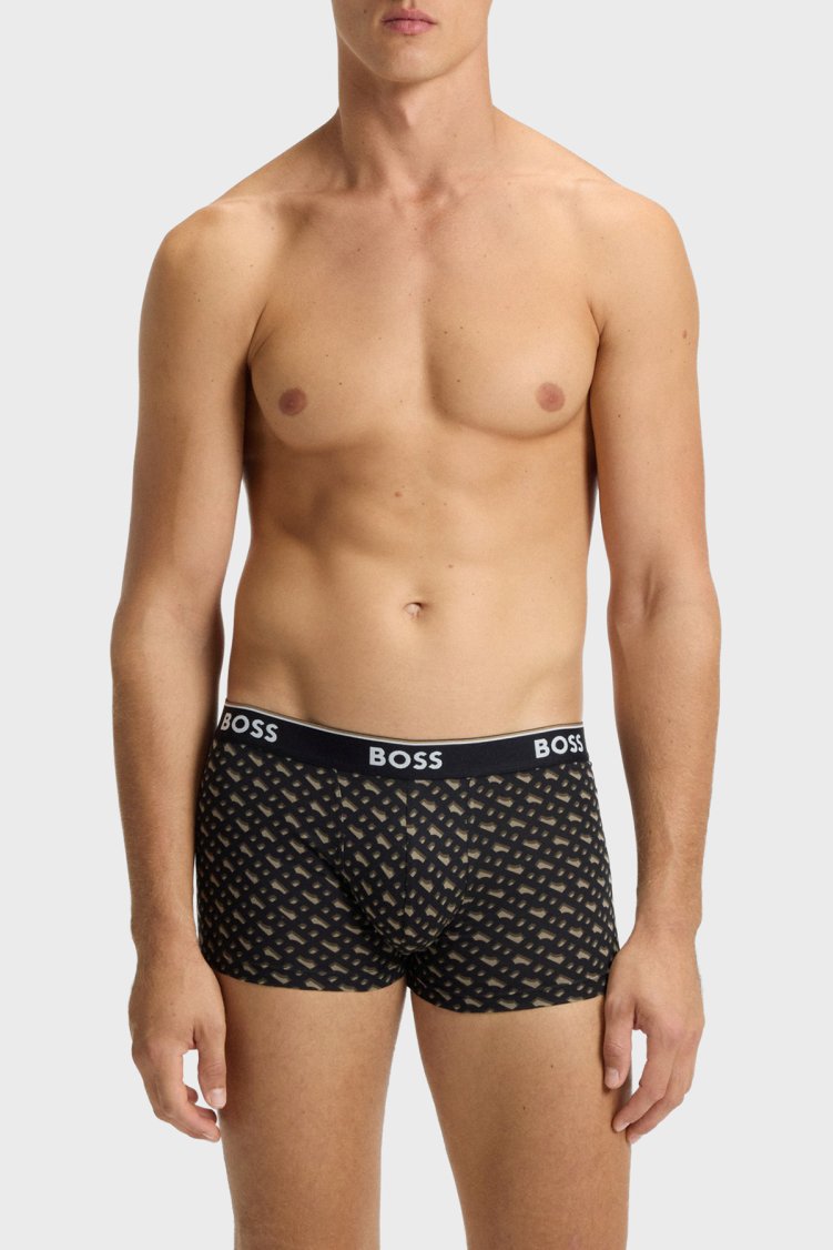Boss Pamuklu Logolu 3 Pack Erkek Boxer 50554443 246 Siyah-Haki-Siyah - Boss (1)