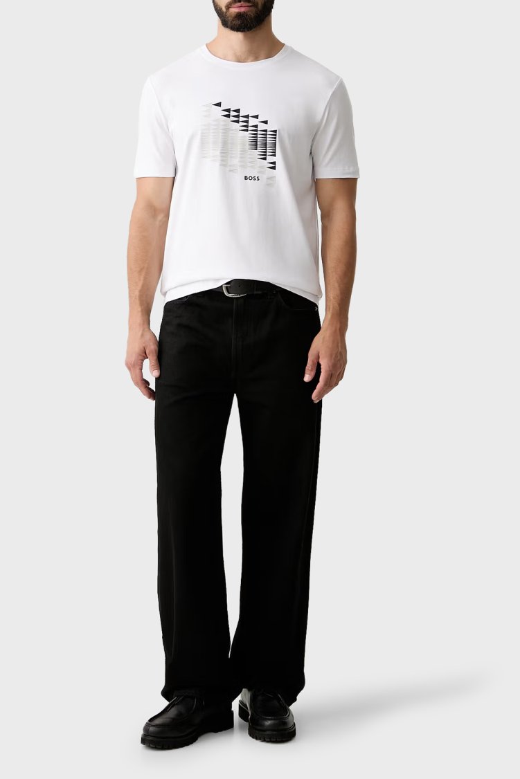 Boss Pamuklu Regular Fit Bisiklet Yaka Erkek T Shirt 50566853 100 Beyaz - Boss (1)