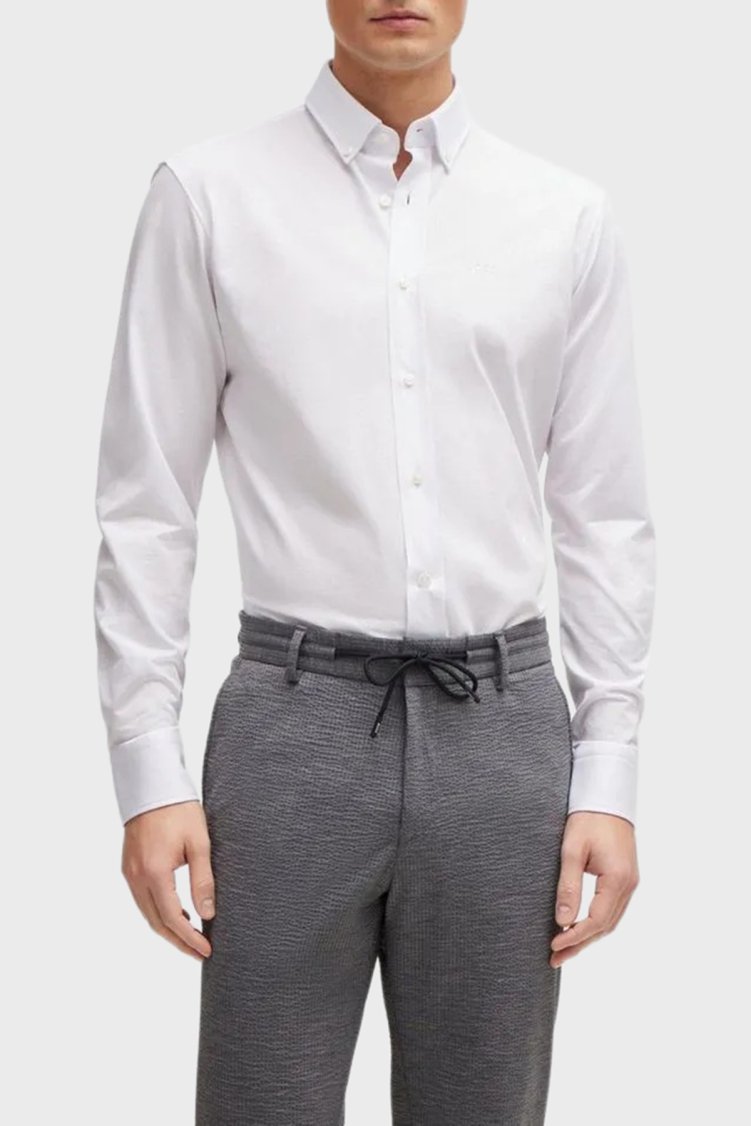 Boss Pamuklu Regular Fit Düğmeli Yaka Casual Erkek Gömlek 50469378 100 BEYAZ - Boss