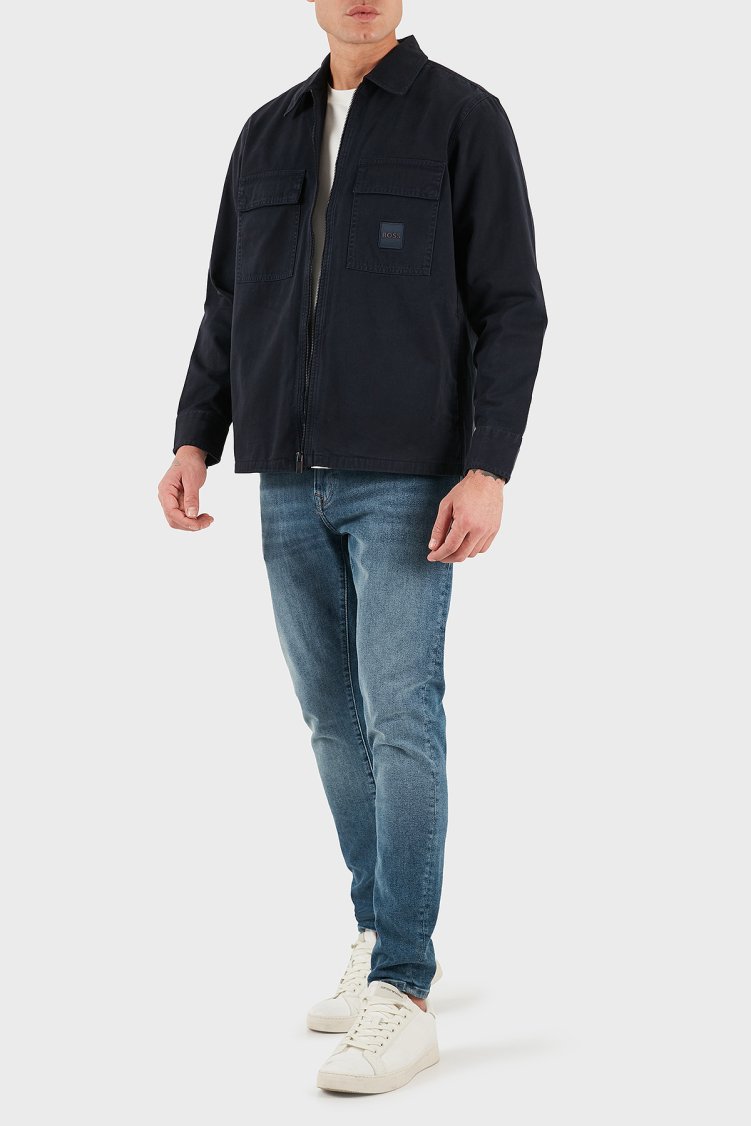 Boss Pamuklu Regular Fit Fermuarlı Kot Erkek Gömlek 50530853 404 LACİVERT - Boss (1)