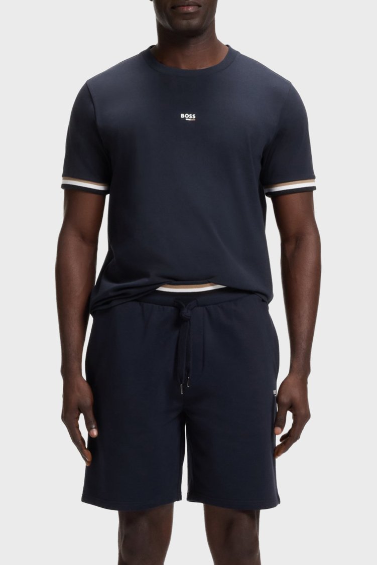 Boss Pamuklu Regular Fit Logolu Bisiklet Yaka Erkek T Shirt 50557198 403 LACİVERT - Boss (1)