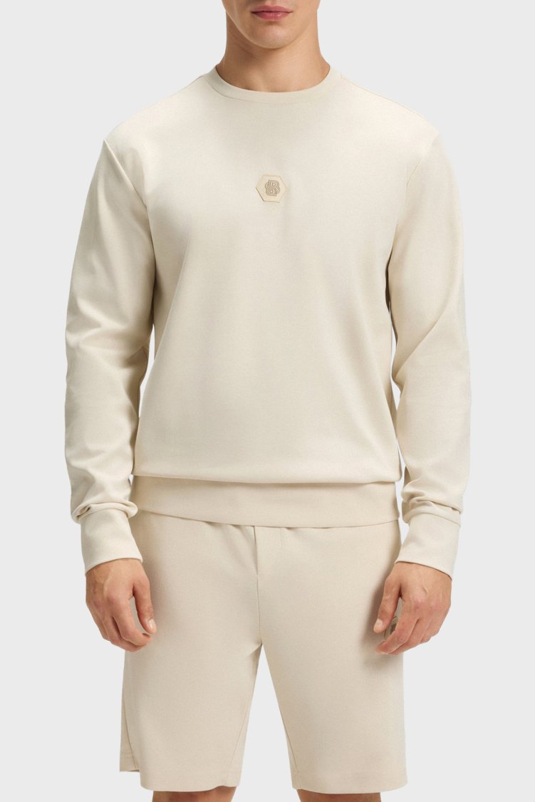 Boss Pamuklu Relaxed Fit Bisiklet Yaka Logolu Erkek Sweat 50543859 131 BEJ - Boss