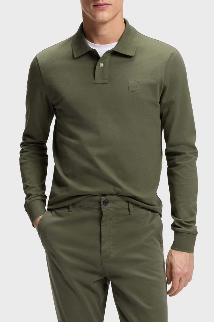 Boss Pamuklu Slim Fit Düğmeli Erkek Polo Yaka Sweat 50507704 325 Haki - Boss