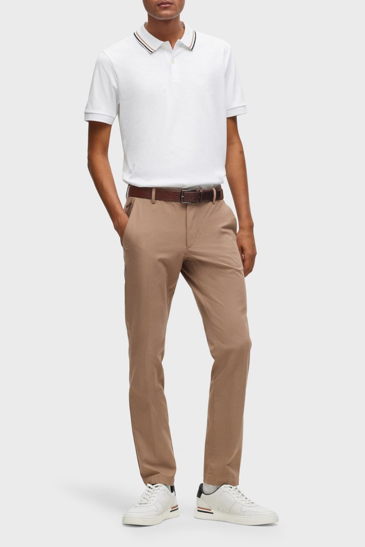 Boss Pamuklu Slim Fit Düğmeli Erkek Polo Yaka T Shirt 50469360 100 BEYAZ - Boss (1)