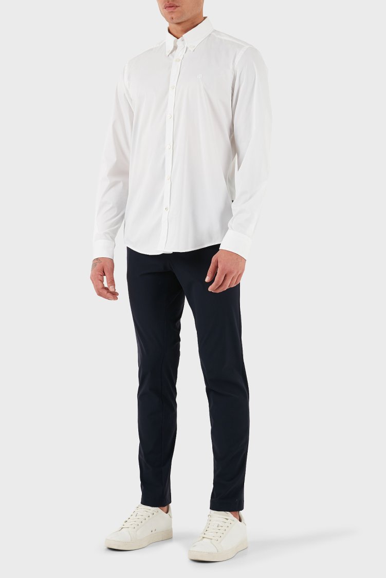 Boss Pamuklu Slim Fit Düğmeli Yaka Uzun Kollu Erkek Gömlek 50545227 100 BEYAZ - Boss (1)
