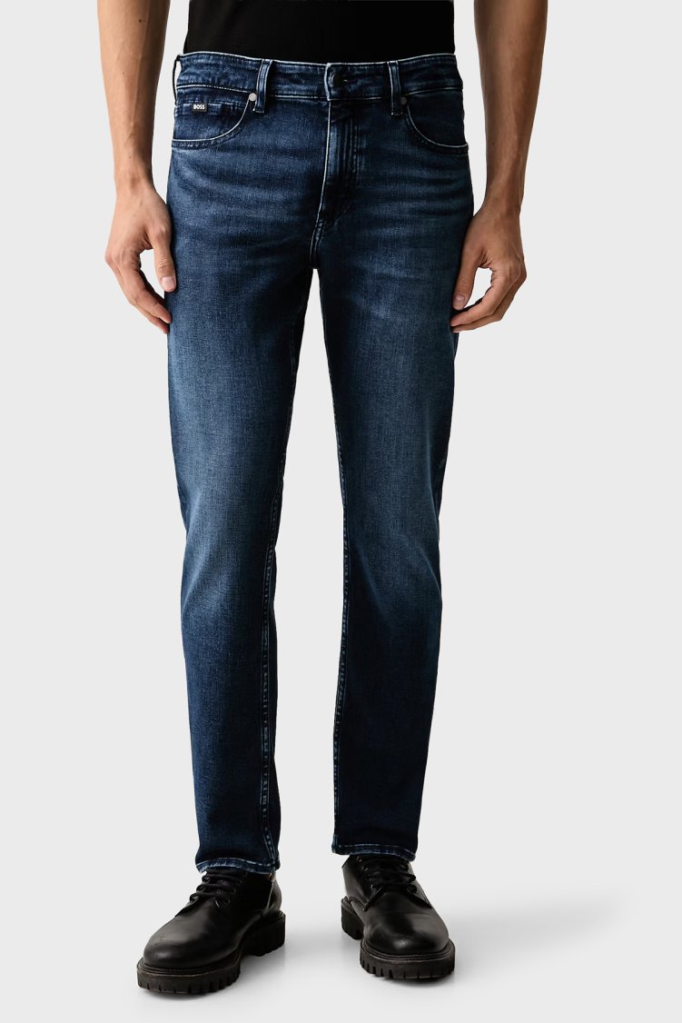 Boss Pamuklu Slim Fit Düz Paça Jeans Erkek Kot Pantolon 50568807 417 Lacivert - Boss
