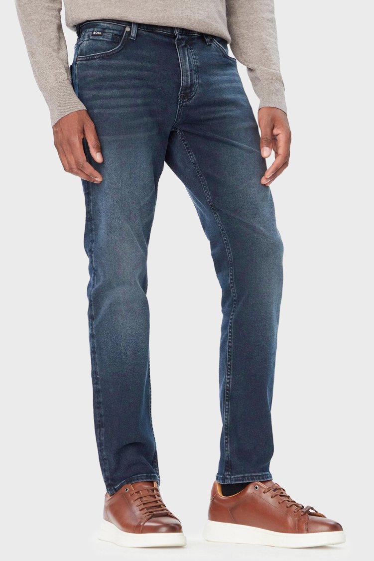 Boss Pamuklu Slim Fit Düz Paça Jeans Erkek Kot Pantolon 50568841 411 Lacivert - Boss