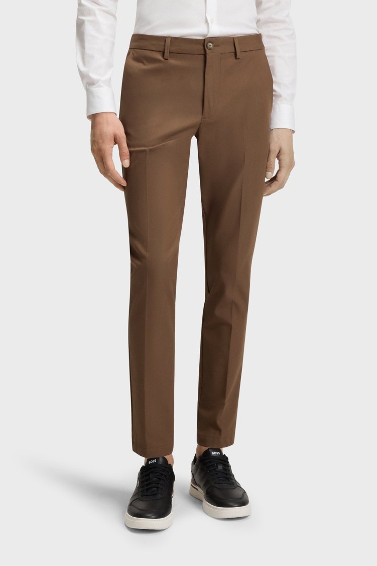 Boss Pamuklu Slim Fit Normal Bel Dar Paça Chino Erkek Pantolon 50543945 217 Kahve - Boss (1)