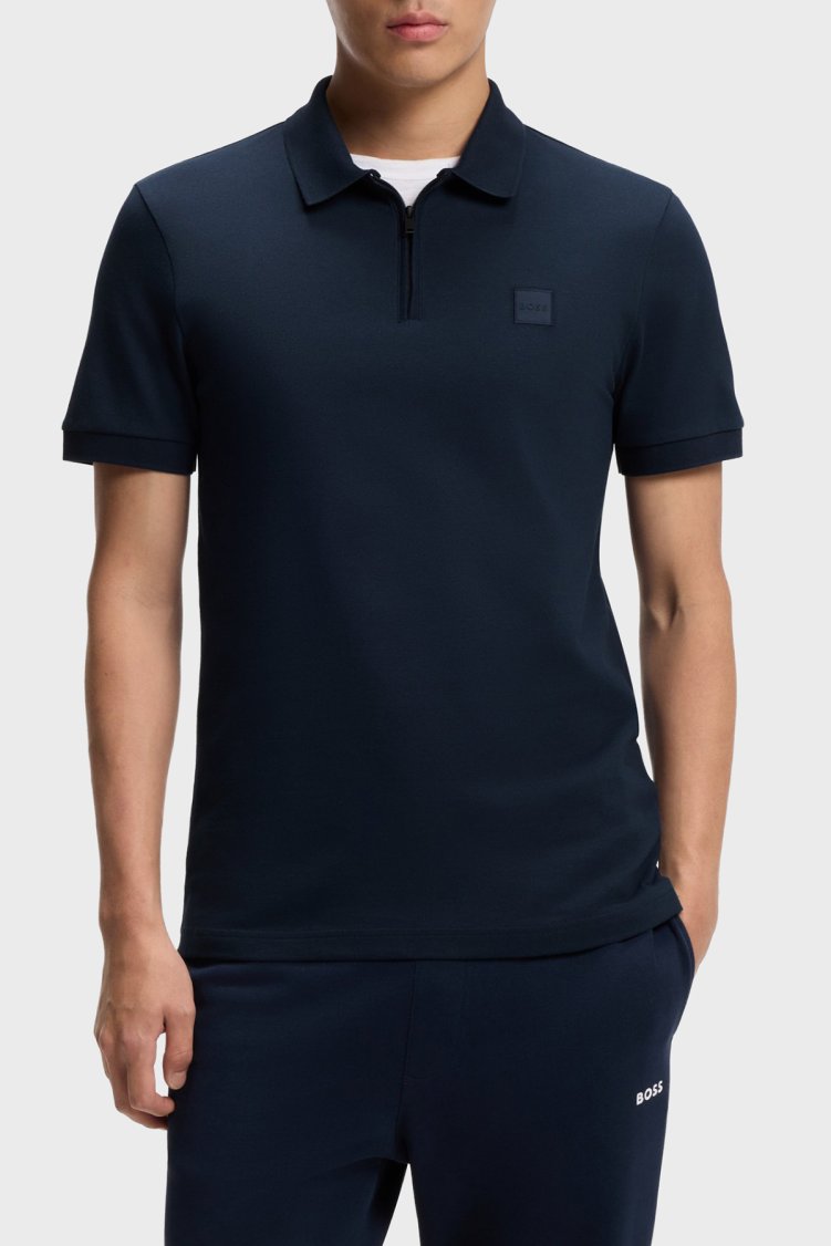 Boss Pamuklu Slim Fit Yarım Fermuarlı Erkek Polo 50537507 464 Lacivert - Boss