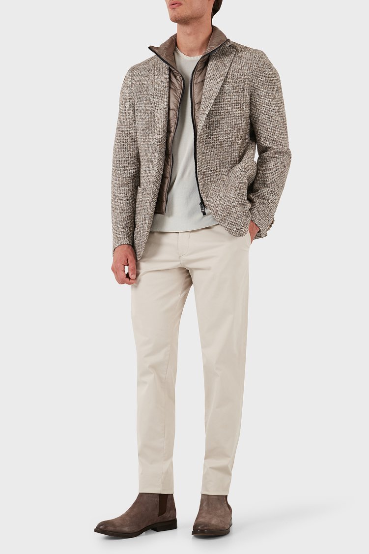 Boss Pamuklu Yünlü Slim Fit Kırçıllı Mono Yaka Erkek Ceket 50528199 131 KREM - Boss (1)
