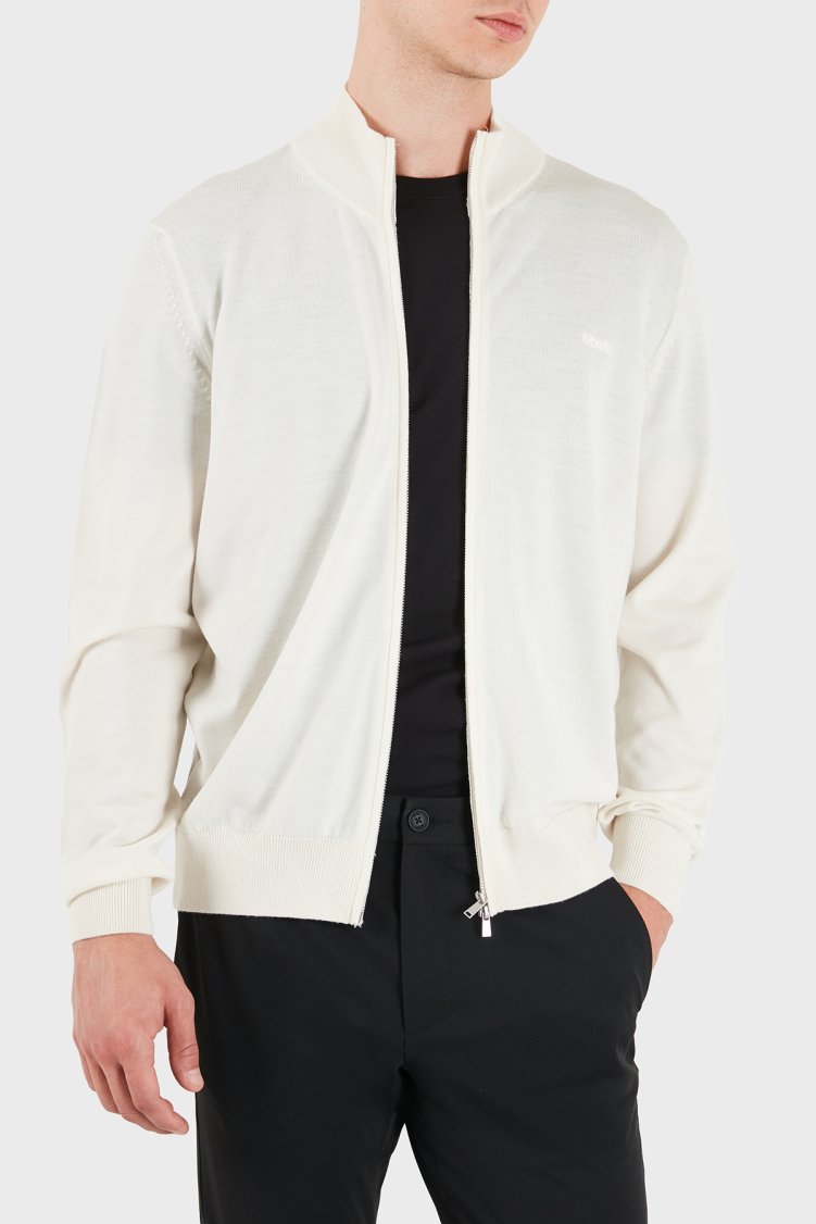 Boss Regular Fit Dik Yaka Yün Erkek Hırka 50571915 118 Bej - Boss