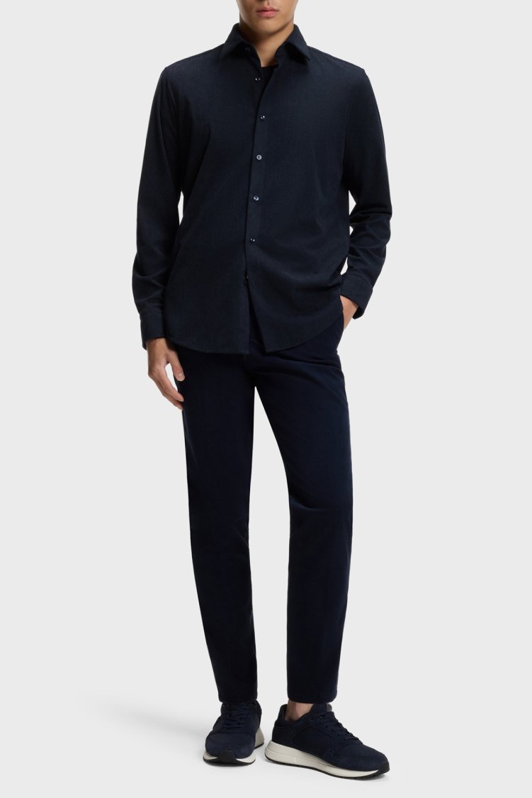 Boss Regular Fit Klasik Yaka Uzun Kollu Kadife Erkek Gömlek 50550679 404 LACİVERT - Boss (1)