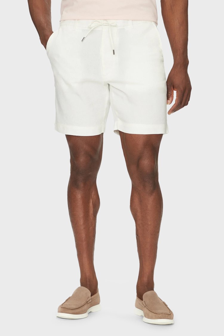 Boss Streç Keten Karışımlı Regular Fit Normal Bel Erkek Short 50538016 100 BEYAZ - Boss