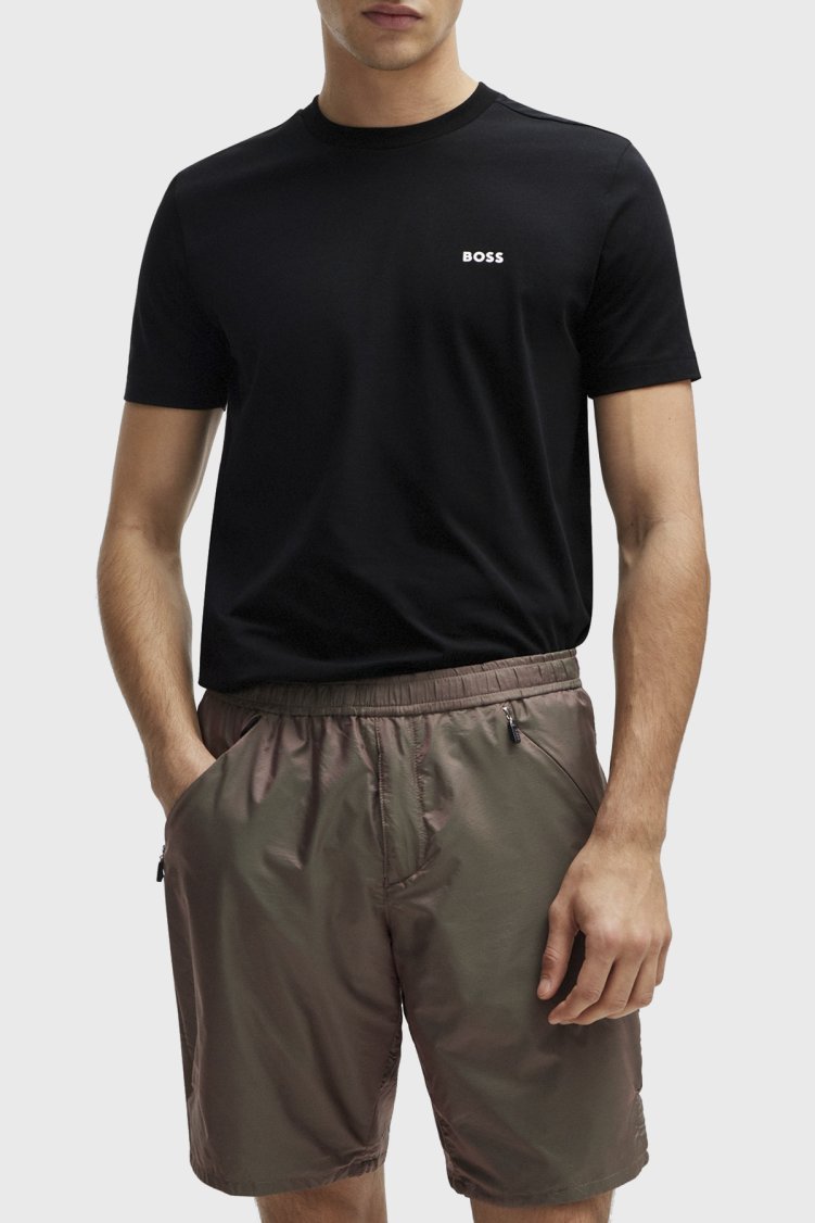 Boss Streç Pamuklu Bisiklet Yaka Regular Fit Erkek T Shirt 50506373 001 Siyah - Boss