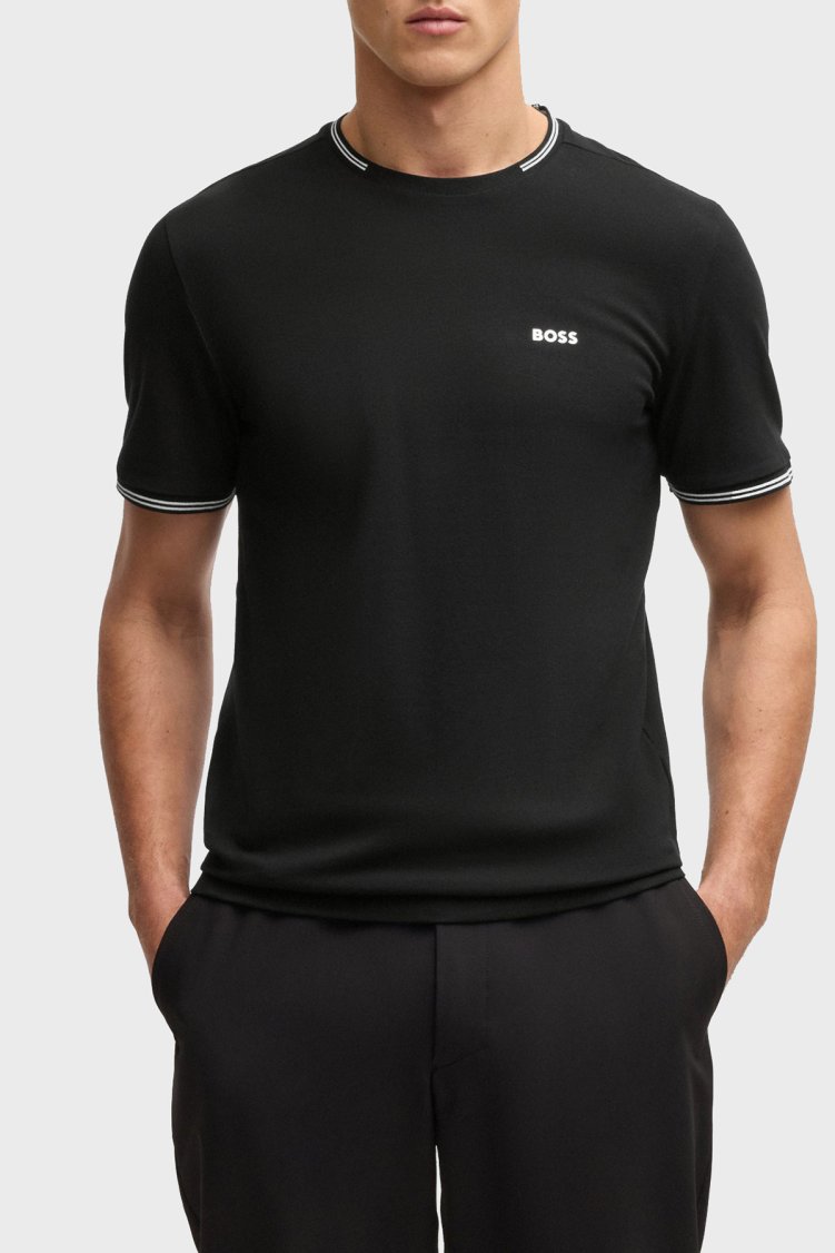 Boss Streç Pamuklu Regular Fit Bisiklet Yaka Erkek T Shirt 50521245 001 Siyah - Boss