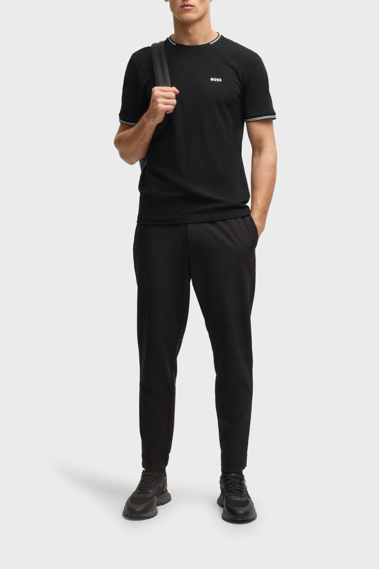 Boss Streç Pamuklu Regular Fit Bisiklet Yaka Erkek T Shirt 50521245 001 Siyah - Boss (1)