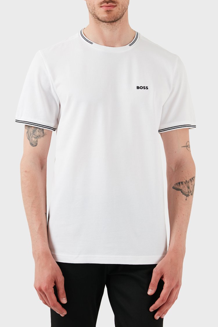 Boss Streç Pamuklu Regular Fit Bisiklet Yaka Erkek T Shirt 50521245 100 BEYAZ - Boss