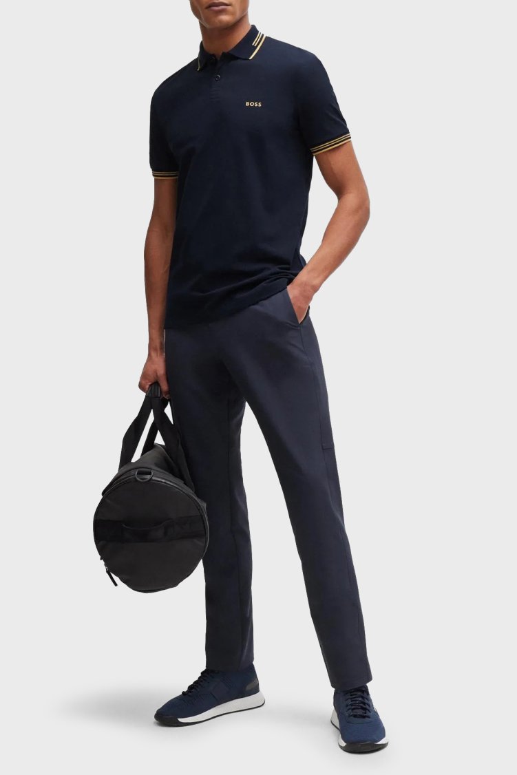 Boss Streç Pamuklu Slim Fit Düğmeli Erkek Polo Yaka T Shirt 50506193 401 LACİVERT - Boss (1)