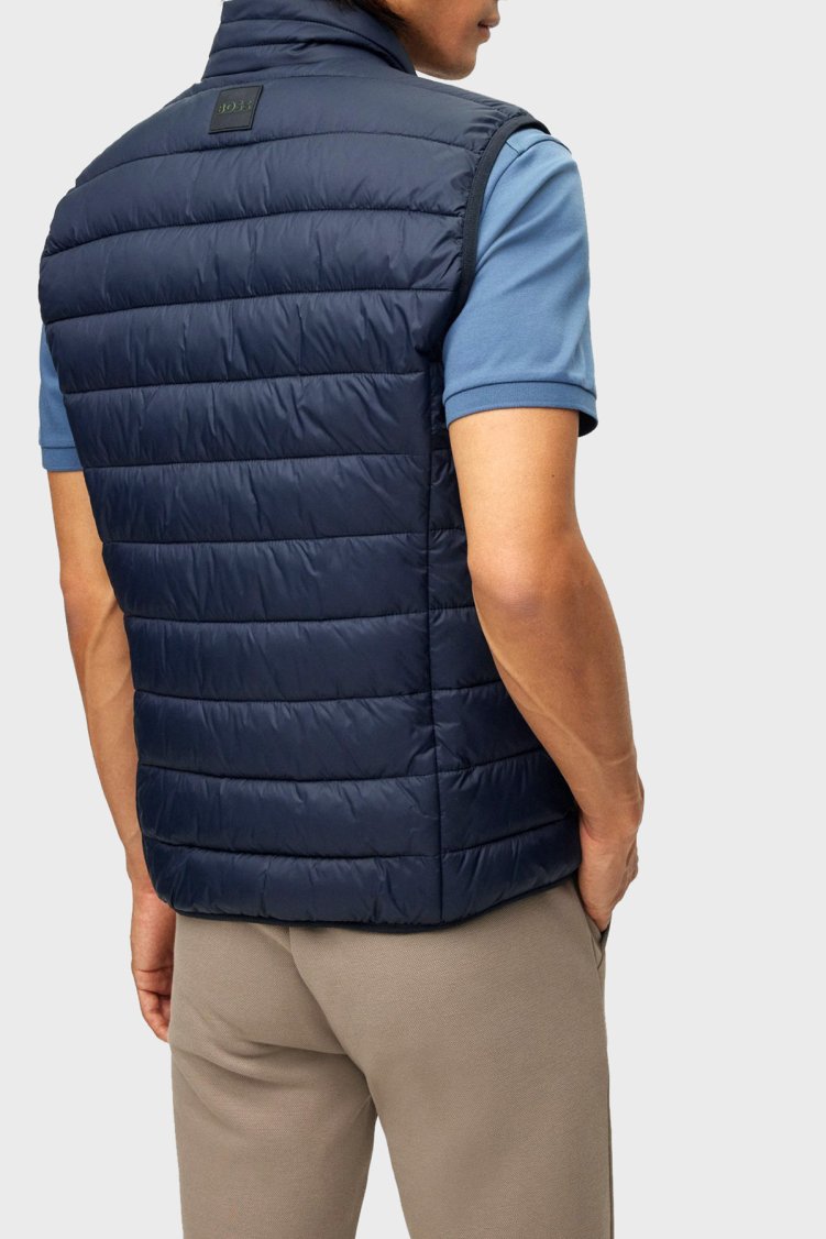 Boss Su Geçirmez Regular Fit Dik Yaka Erkek Yelek 50472473 402 LACİVERT - Boss (1)