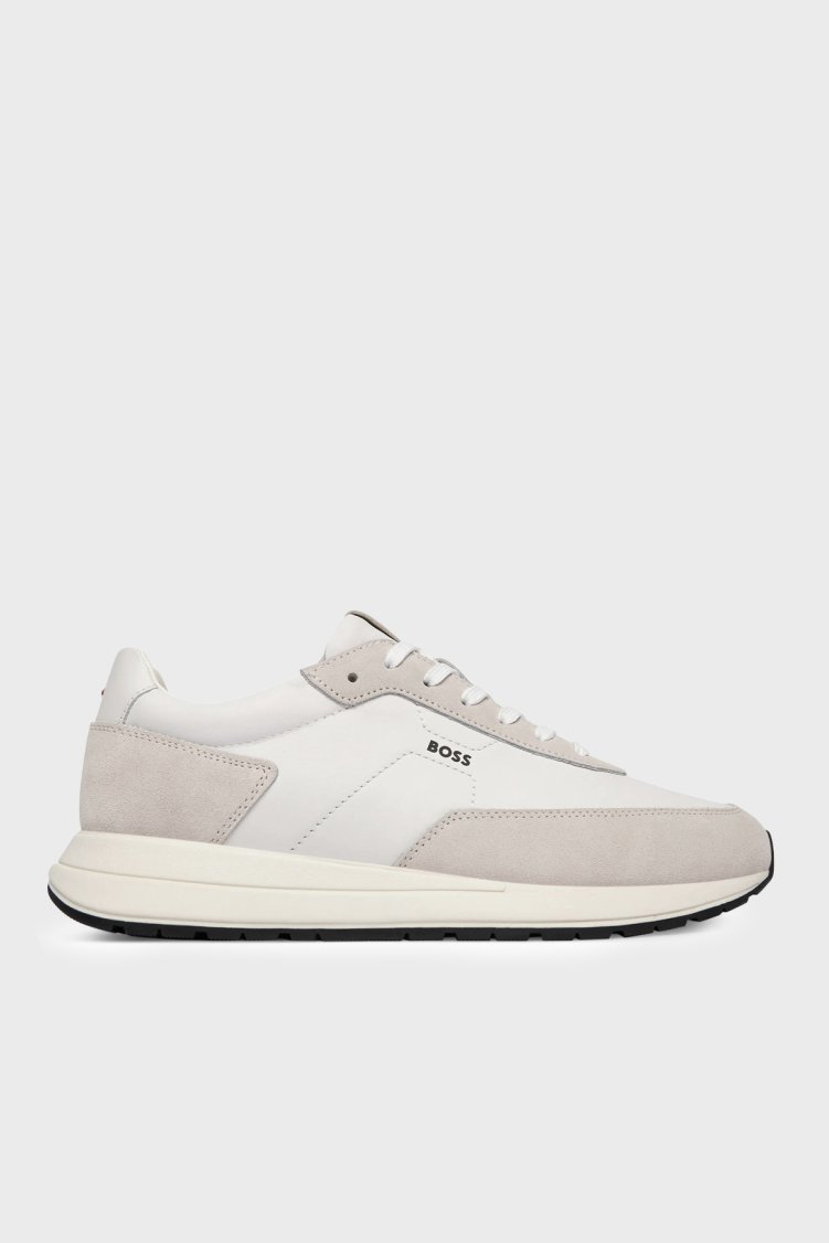 Boss Süet Detaylı Logolu Sneaker Erkek Ayakkabı 50557837 100 BEYAZ - Boss