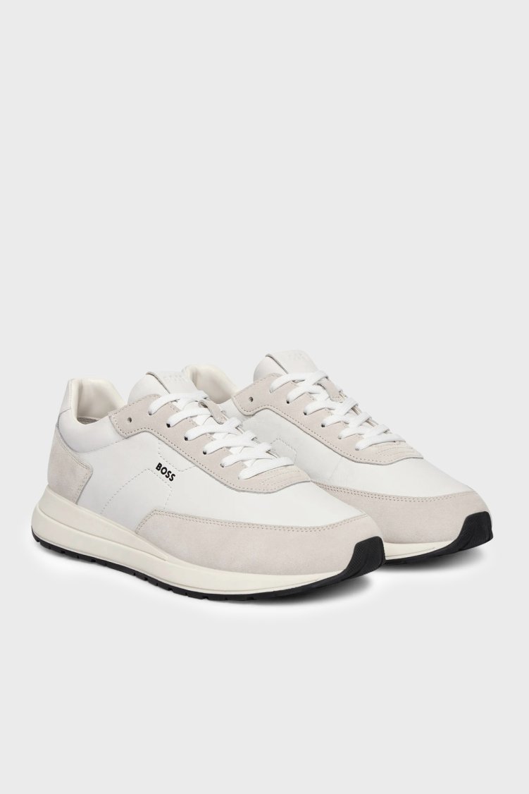 Boss Süet Detaylı Logolu Sneaker Erkek Ayakkabı 50557837 100 BEYAZ - Boss (1)