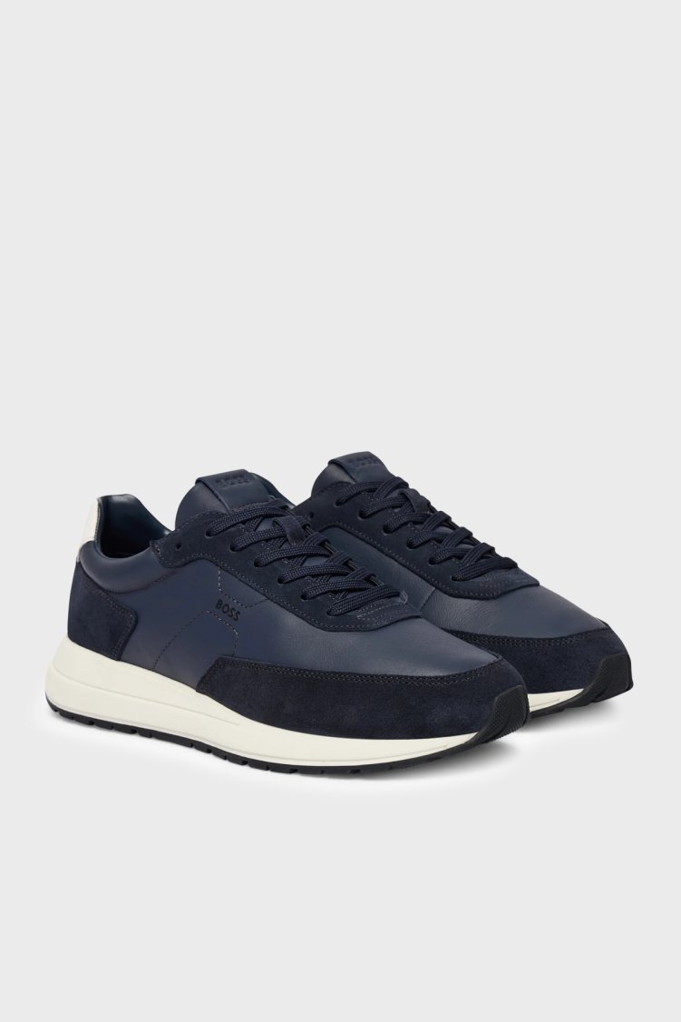 Boss Süet Detaylı Logolu Sneaker Erkek Ayakkabı 50557837 401 LACİVERT - Boss (1)