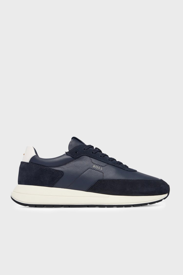 Boss Süet Detaylı Logolu Sneaker Erkek Ayakkabı 50557837 401 Lacivert - Boss