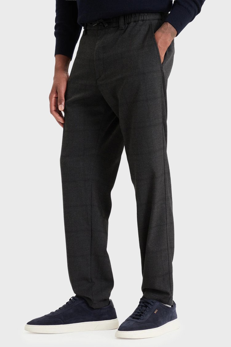 Boss Tapered Fit Bağlamalı Bel Düz Paça Erkek Pantolon 50571678 001 Siyah - Boss