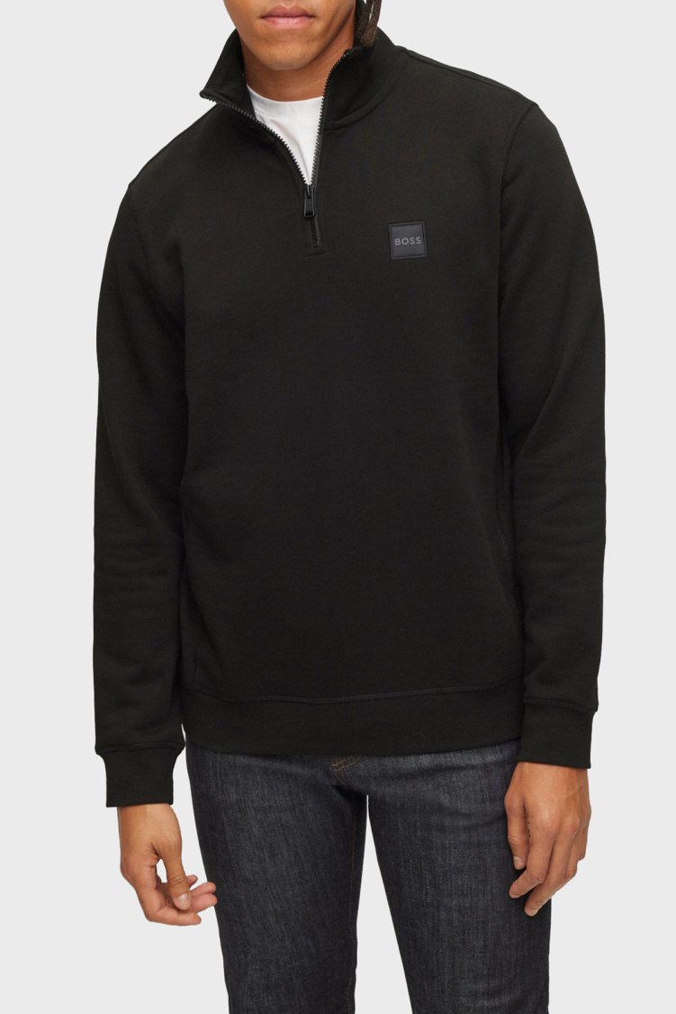 Boss Yarım Fermuarlı Regular Fit % 100 Pamuk Erkek Sweat 50468926 001 SİYAH - Boss