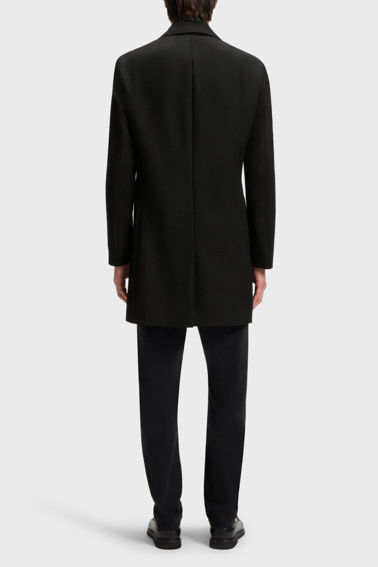 Boss Yün Karışımlı Su İtici Slim Fit Çıkarılabilir Yaka Uzun Erkek Kaban 50551117 001 SİYAH - Boss (1)