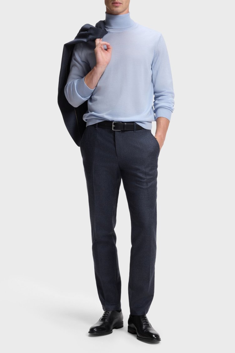 Boss Yünlü Slim Fit Düz Paça Erkek Pantolon 50572008 405 Lacivert - Boss (1)