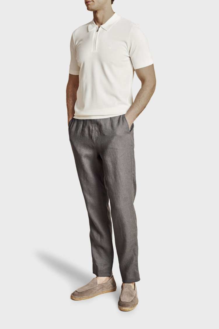 Brooks Brothers % 100 Keten Normal Bel Düz Paça Erkek Pantolon BBSS26MPT022108 ANTRASİT - Brooks Brothers (1)