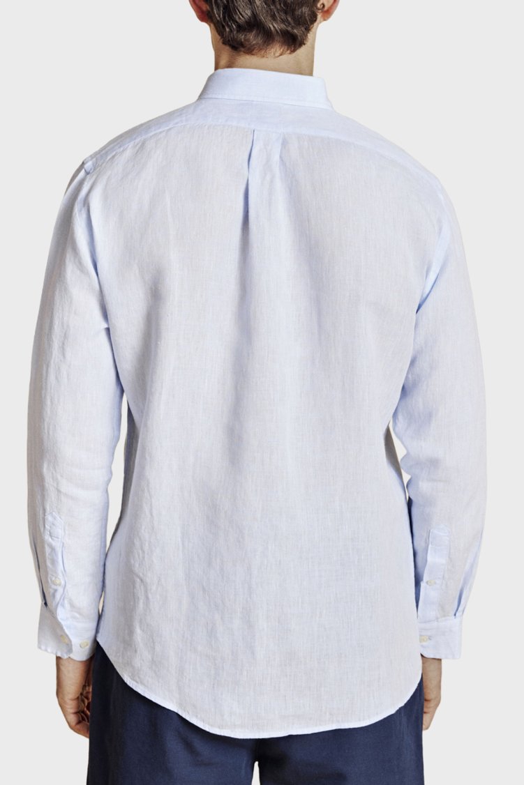 Brooks Brothers % 100 Keten Regular Fit Düğmeli Yaka Erkek Gömlek BBSS26MSH022116 AÇIK MAVİ - Brooks Brothers (1)