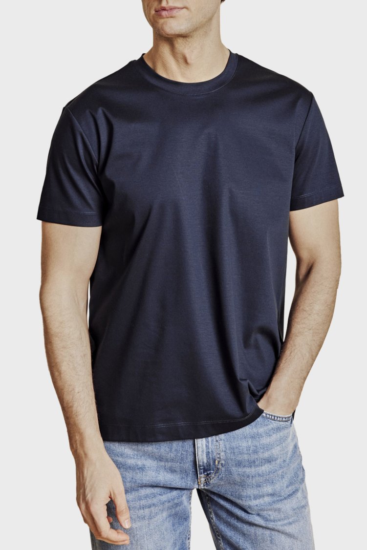 Brooks Brothers % 100 Pamuk Bisiklet Yaka T-shirt Erkek T Shirt BBSS26MTS008137 LACİVERT - Brooks Brothers