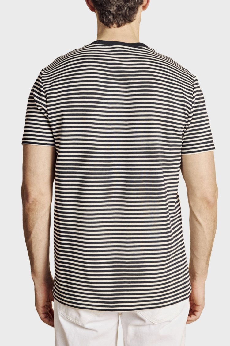 Brooks Brothers Bisiklet Yaka Çizgili T-shirt Erkek T Shirt BBSS26MTS016157 LACİVERT-BEYAZ - Brooks Brothers (1)