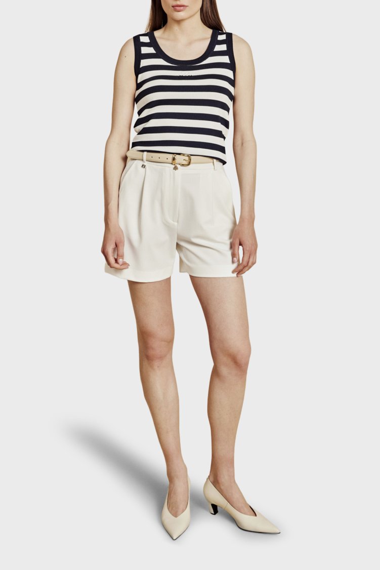 Brooks Brothers Çizgili Bisiklet Yaka Kadın Atlet BBSS26FKT010388 Lacivert-Kırık Beyaz - Brooks Brothers (1)