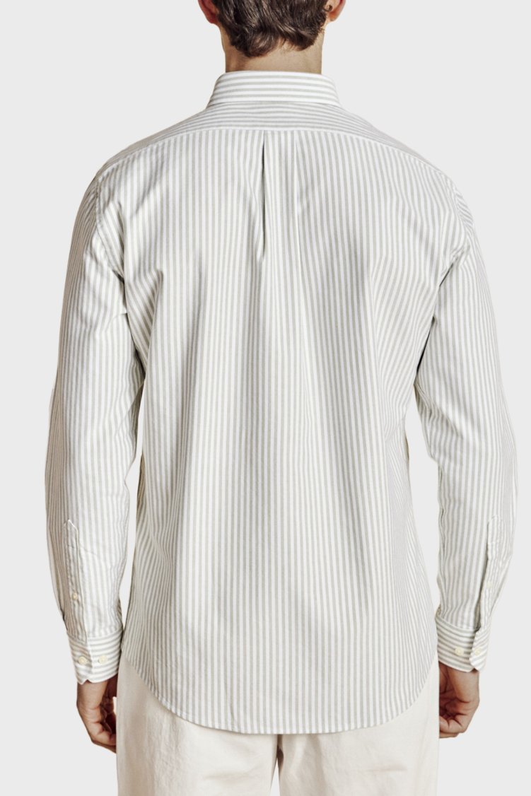 Brooks Brothers Düğmeli Yaka Regular Fit %100 Pamuk Oxford Çizgili Erkek Gömlek BBSS26MSH021166 YEŞİL-BEYAZ - Brooks Brothers (1)