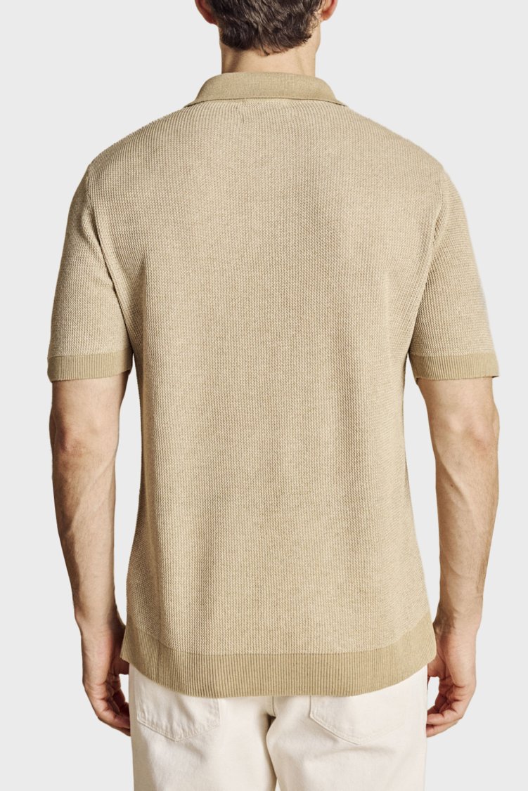 Brooks Brothers Keten Karışımlı Kısa Kollu Erkek Polo Yaka Kazak BBSS26MKL006146 CAMEL - Brooks Brothers (1)