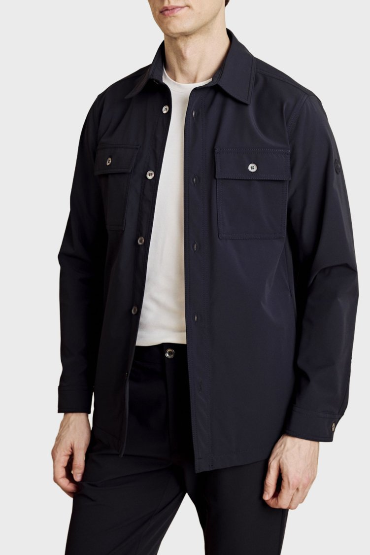 Brooks Brothers Klasik Yaka Kapak Cepli Düğmeli Erkek Gömlek BBSS26MOS001137 Lacivert - Brooks Brothers