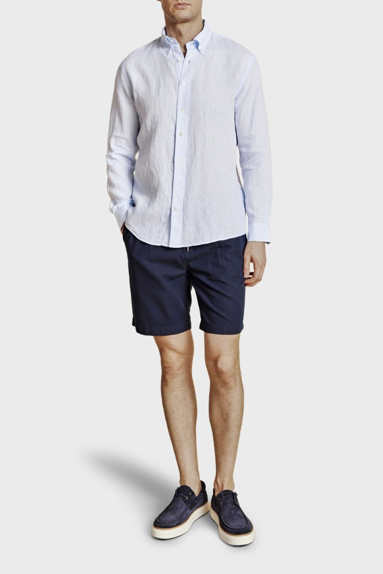 Brooks Brothers Pamuk ve Keten Karışımlı Bağcıklı Erkek Şort BBSS26MSO003137 LACİVERT - Brooks Brothers (1)