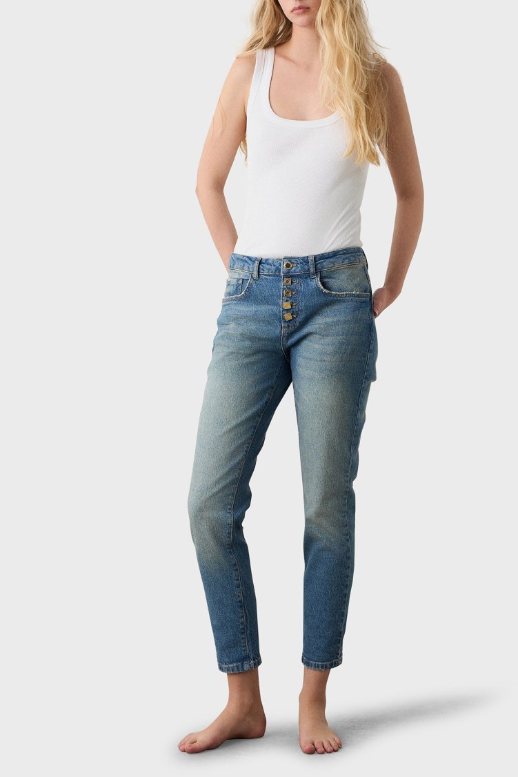 BSB Boyfriend Yüksek Bel Daralan Paça Kot Kadın Pantolon 053-212980.097 MAVİ - Bsb