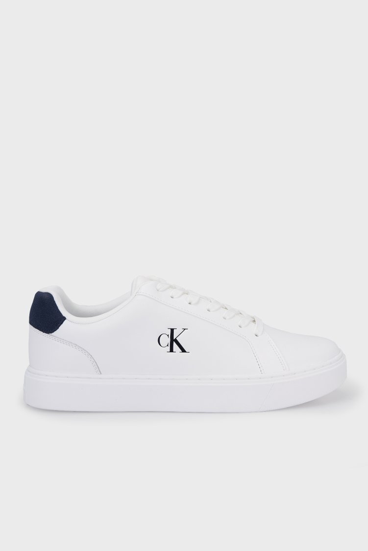 Calvin Klein % 100 Deri Logolu Sneaker YM0YM0143502Y Erkek Ayakkabı YM0YM01435 02Y Beyaz - Calvin Klein