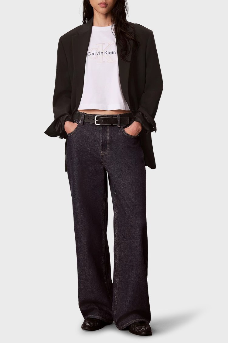 Calvin Klein % 100 Pamuk Boxy Fit Bisiklet Yaka LV047H820GYAF Kadın T Shirt LV047H820G YAF Beyaz - Calvin Klein (1)