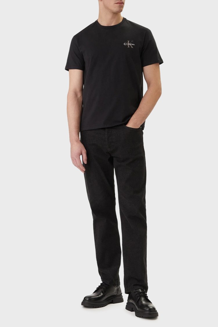 Calvin Klein % 100 Pamuk Logolu Bisiklet Yaka Erkek T Shirt LV04RF278G UB1 SİYAH - Calvin Klein (1)