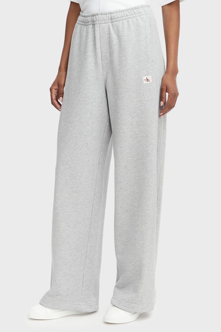 Calvin Klein % 100 Pamuk Logolu Relaxed Fit Yüksek Bel LV047C249GP79 Kadın Pantolon LV047C249G P79 GRİ - Calvin Klein