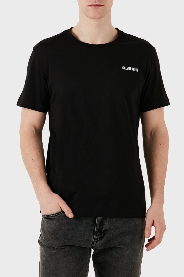 Calvin Klein % 100 Pamuk Regular Fit Bisiklet Yaka KM0KM01146BEH Erkek T Shirt KM0KM01146 BEH SİYAH - Calvin Klein