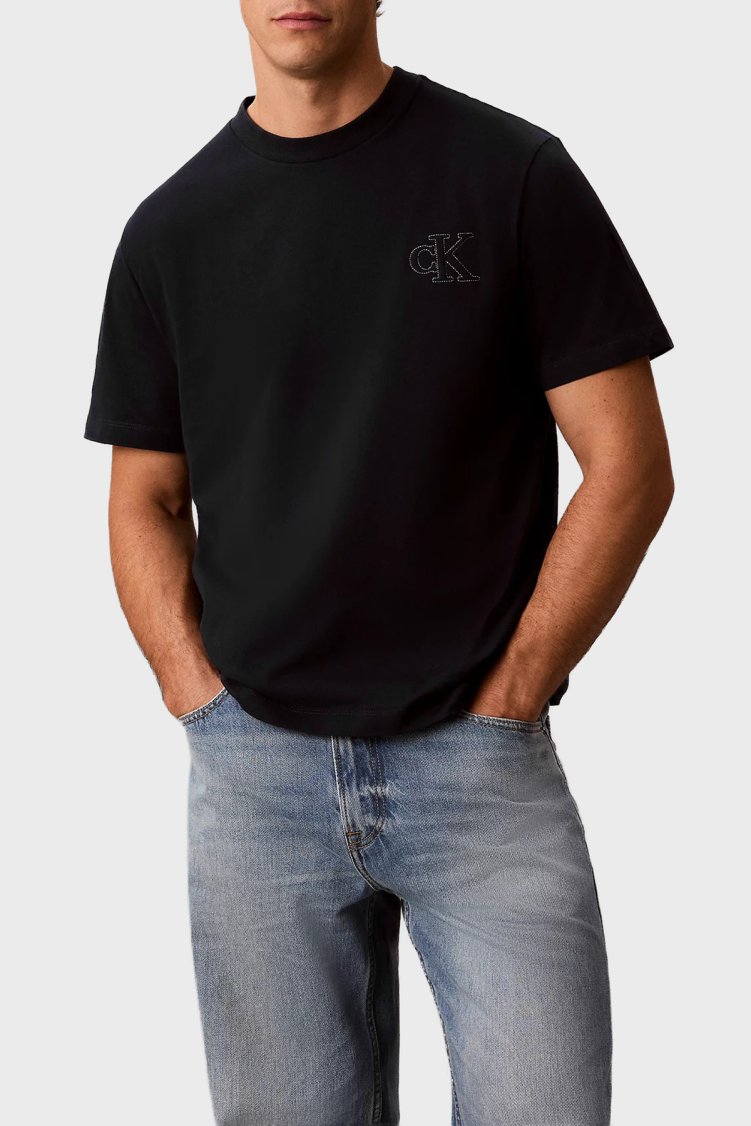 Calvin Klein % 100 Pamuk Regular Fit Bisiklet Yaka LV04RG220GUB1 Erkek T Shirt LV04RG220G UB1 Siyah - Calvin Klein