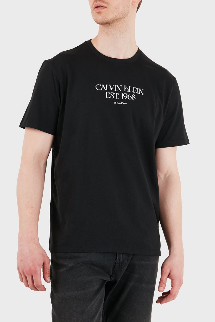 Calvin Klein % 100 Pamuk Regular Fit Bisiklet Yaka LV14RF804GUB1 Erkek T Shirt LV14RF804G UB1 SİYAH - Calvin Klein
